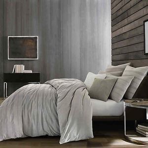 KENNETH COLE NEW YORK Thompson DUVET COVER QUEEN STONE GRAY - NEW